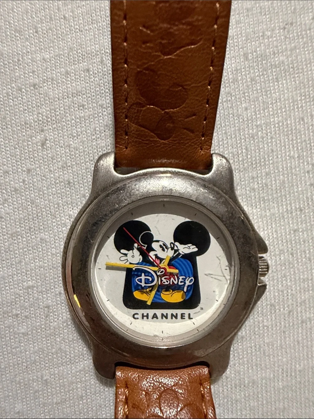 Disney Brown Leather Strap Mickey Mouse Logo Watch